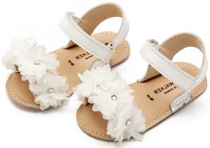 Πέδιλο με Chiffon Λουλούδια MI1633 Λευκό