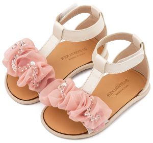 Πέδιλο με Διακοσμητικό Οργάντζας BS3601 Εκρού Ροζ