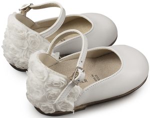 Γαλλικό Γοβάκι με Διακοσμημένη Φτέρνα απο Λουλούδια BW4503 Λευκό