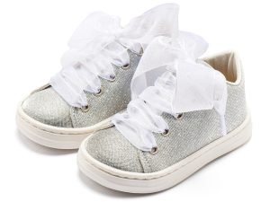 Sneaker απο Ύφασμα και Δέσιμο Κορδέλα BW4864 Ασημί