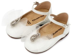 Γαλλικό Γοβάκι με Φιόγκο και Στρας BW4890  Εκρού