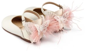 Γαλλικό Γοβάκι με Διακοσμημένη Φτέρνα Πεταλούδα BW4891 Εκρού Ροζ