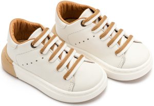 Δετό Sneaker με Δίχρωμο Κορδόνι EXC5294 Λευκό Μπεζ