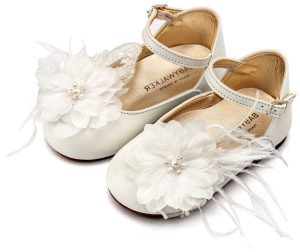 Γαλλικό Γοβάκι με Χειροποίητο Chiffon Λουλούδι και Πούπουλα EXC5902 Εκρού