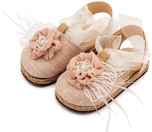 Εσπαντρίγια με Χειροποίητο Διακοσμητικό με Πούπουλα EXC5905 Εκρού Νουντ