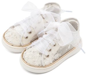 Sneaker απο Ύφασμα Φιλντιρέ Λουλούδια LU6129 Λευκό