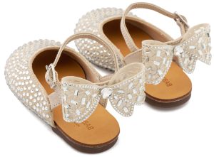 Σαμπό Διακοσμημένο Ολόγυρα με Στρας και Φιόγκο απο Στρας στη Φτέρνα LU6132 Μπεζ