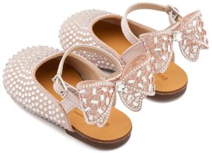 Σαμπό Διακοσμημένο Ολόγυρα με Στρας και Φιόγκο απο Στρας στη Φτέρνα LU6132 Ροζ Αντικέ