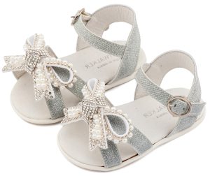 Πέδιλο Διακοσμημένο με Φιόγκο απο Πέρλες PRI2655 Ασημί