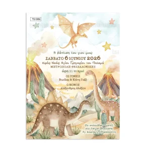 ΠΡΟΣΚΛΗΤΗΡΙΟ ΒΑΠΤΙΣΗΣ ΔΕΙΝΟΣΑΥΡΟΙ ts1069